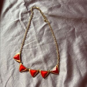 Elegant Red and Gold Triangle Necklace
